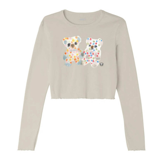Obey Γυναικεία μακρυμάνικη μπλούζα Watercolor Teddy Bears Cropped Jess Rib Fitted Tee LS